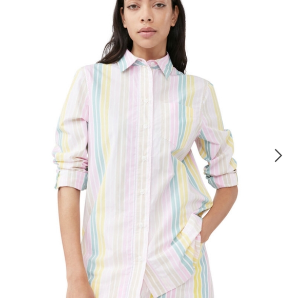 GANNI multicolored striped button down shirt women's size large - Picture 7 of 10